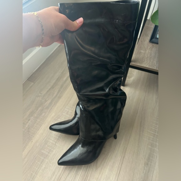Lulus Teana Black Fold-over Knee-high Boots - Size 8 - Picture 7 of 8